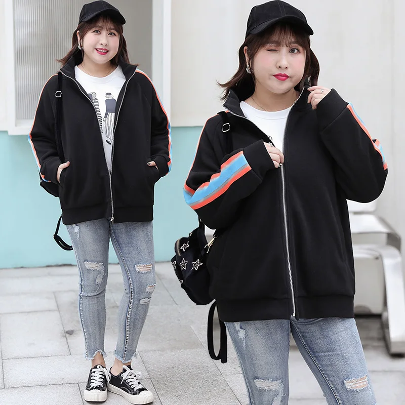 черная толстовка на молнии спортивная кофта женская с радугой куртка весеняя