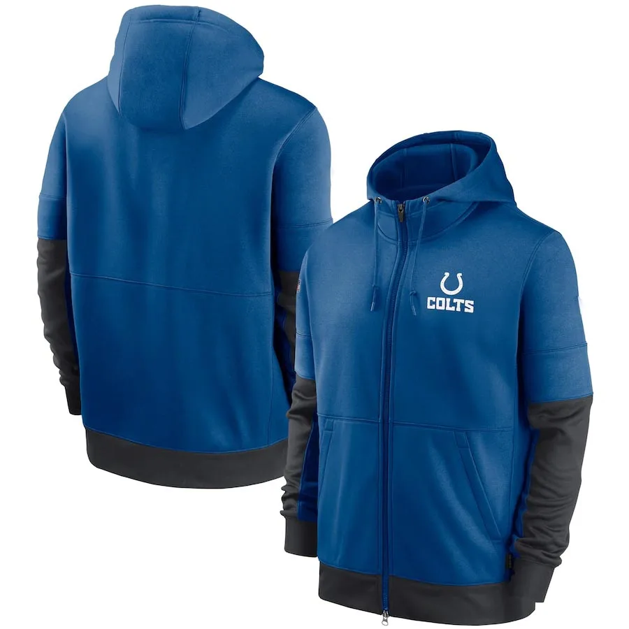 

Men's Indianapolis Royal Sideline Impact Lockup Performance Colts Full-Zip Hoodie