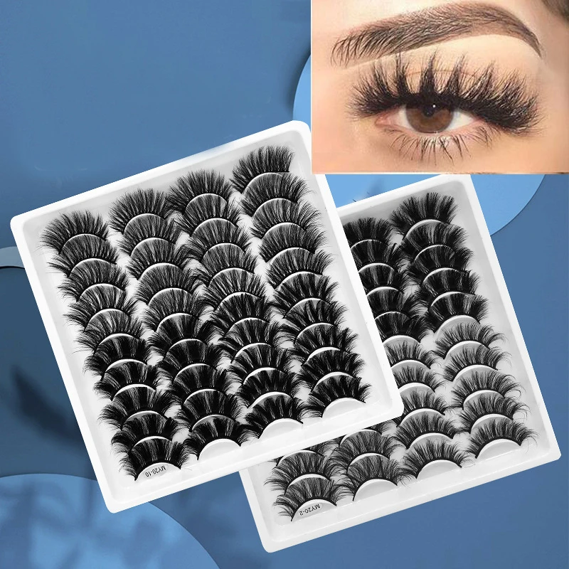 

20 Pairs Multi-layer Three-dimensional False Eyelashes Imitation Mink Hair Thick Natural Soft Thick Messy 6D Eyelashes Reusable