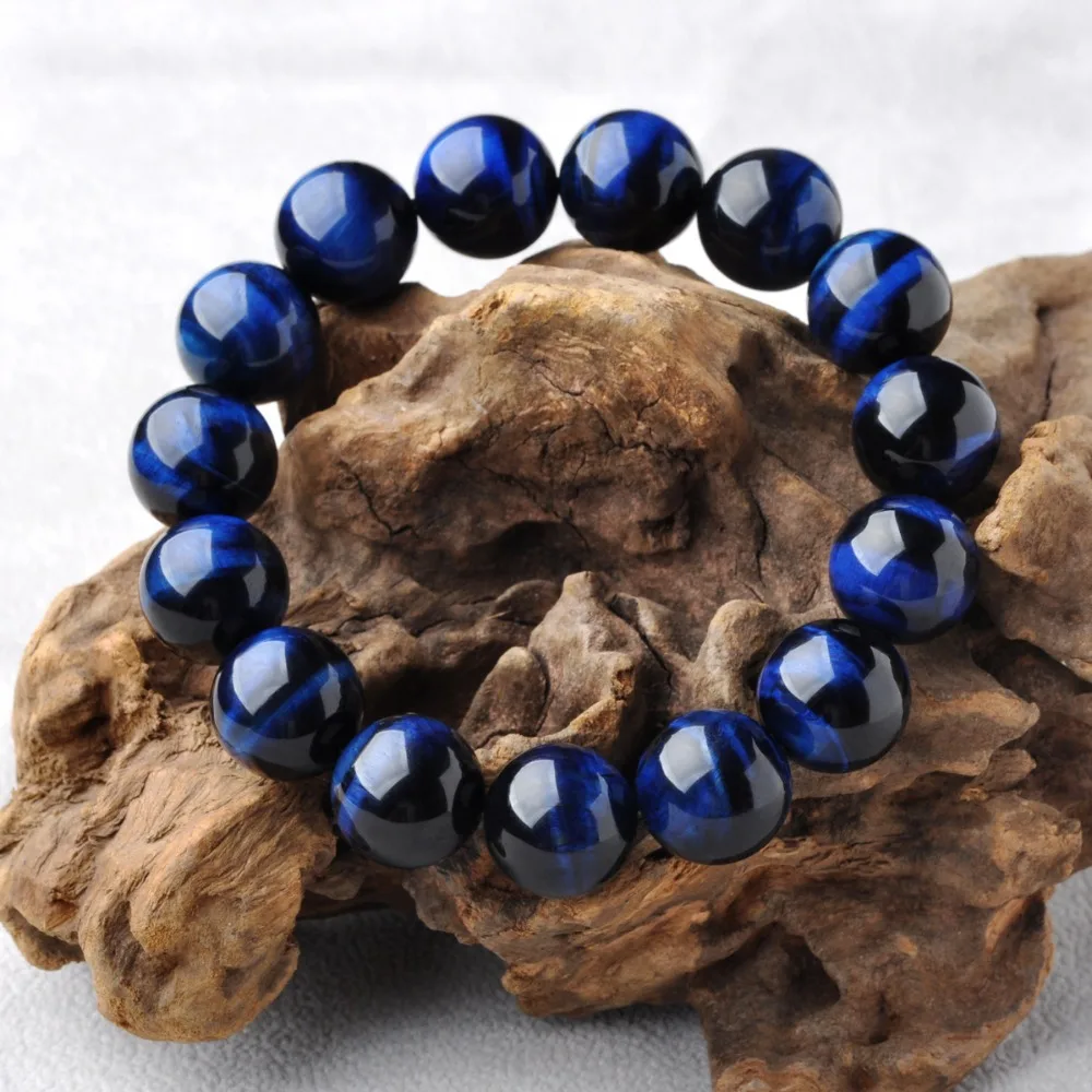 

Fashion AAAAA Blue Tiger Eye Buddha Bracelets Men Natural Stone Round Beads Elasticity Rope Men Women Charm Bracelet Drop Ship