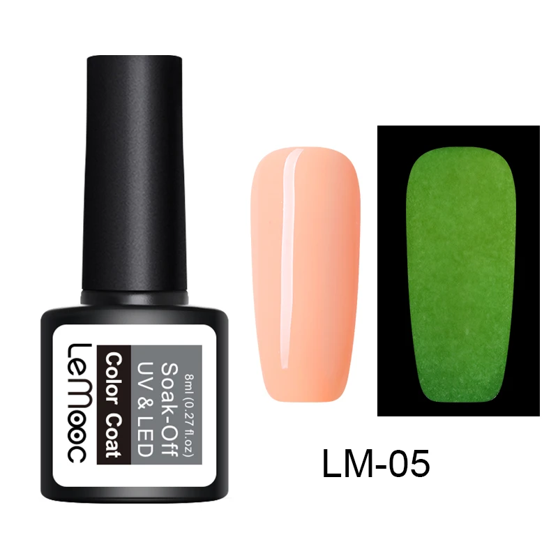 LM-05 LEMOOC, 8 мл, светящийся гель, телесный, розовый цвет, Гель-лак, Полупостоянный, замачиваемый, Гель-лак для ногтей, УФ-гель для ногтей, лак для летнего маникюра - Цвет: LM-05