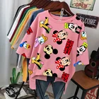 Летняя женская футболка с 3D-принтом Harajuku, Повседневная Уличная одежда Ulzzang, футболка с принтом Микки и Минни Диснея