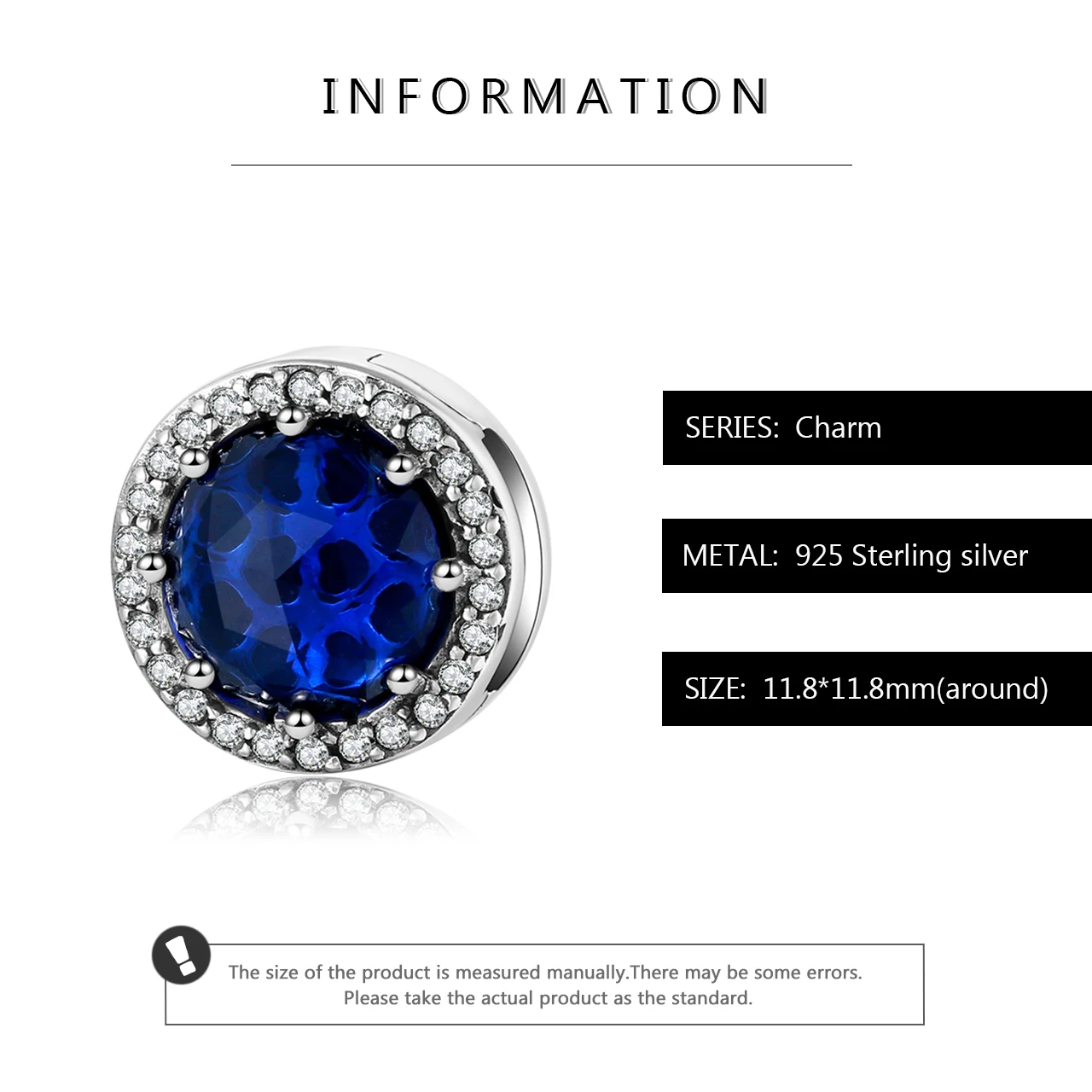 Hot fashion 925 Sterling Silver noble Dark blue crystal CZ Beads clip Fit Original reflection Clip Charm Bracelet Jewelry making