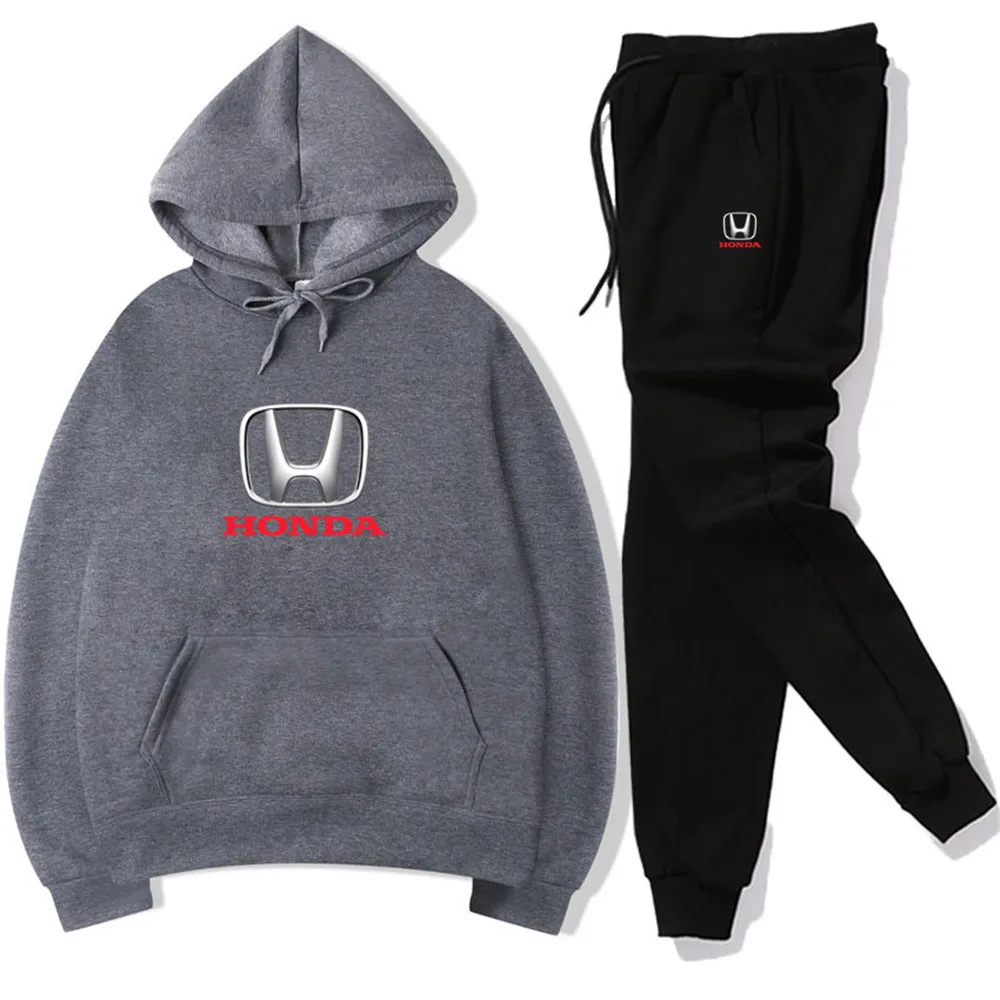 

HONDA car logo brand hot sale sports hoodie men's hoodie + pants suit men and women street sports casual wear