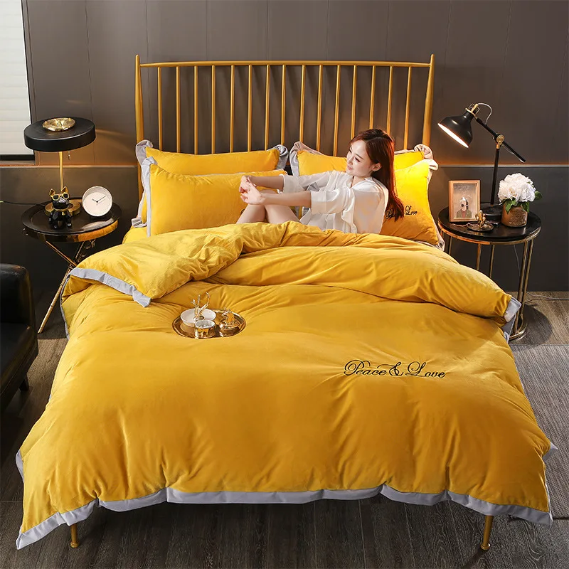 Постельное белье 3/4 шт. кристалл бархат пододеяльник набор плотные зимние теплые