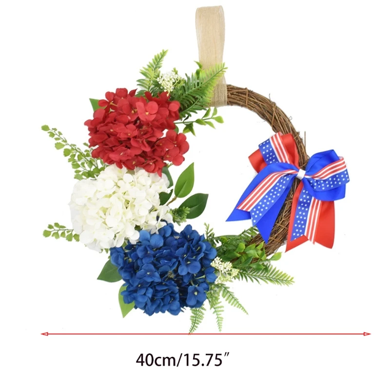 

Independence Day Wreath Veterans Day Garland Front Door Decor Wall Ornaments July of 4th Gift Party Supplies