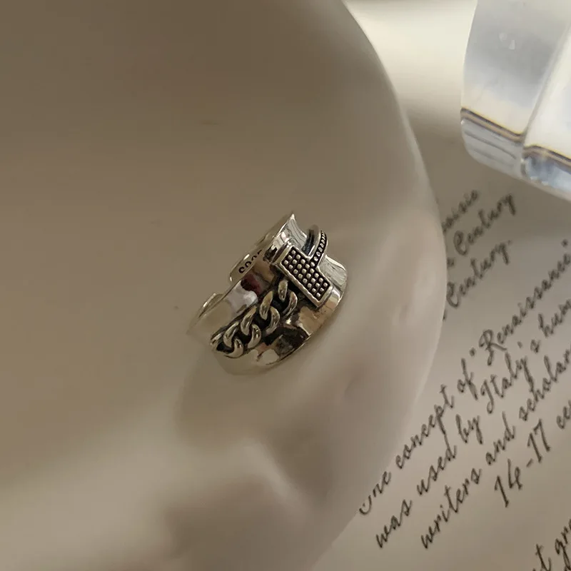 MEETSOFT Открытое кольцо из стерлингового серебра 925 пробы в стиле ретро с надписью T X