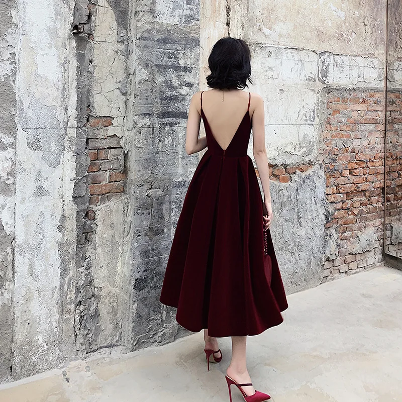 

Women 's Dress Spring Summer Off Shoulder V-neck Dress Evening Long Dresses Slim Evening Elegant Party Velvet Lady Slip Female