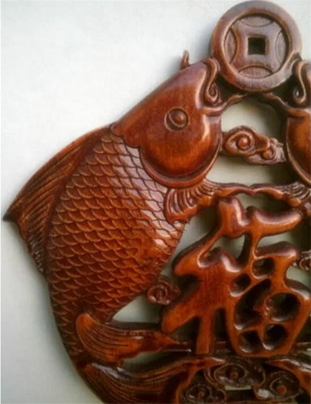 Медная Статуя YM китайская деревянная резная статуя с животными двойными рыбами