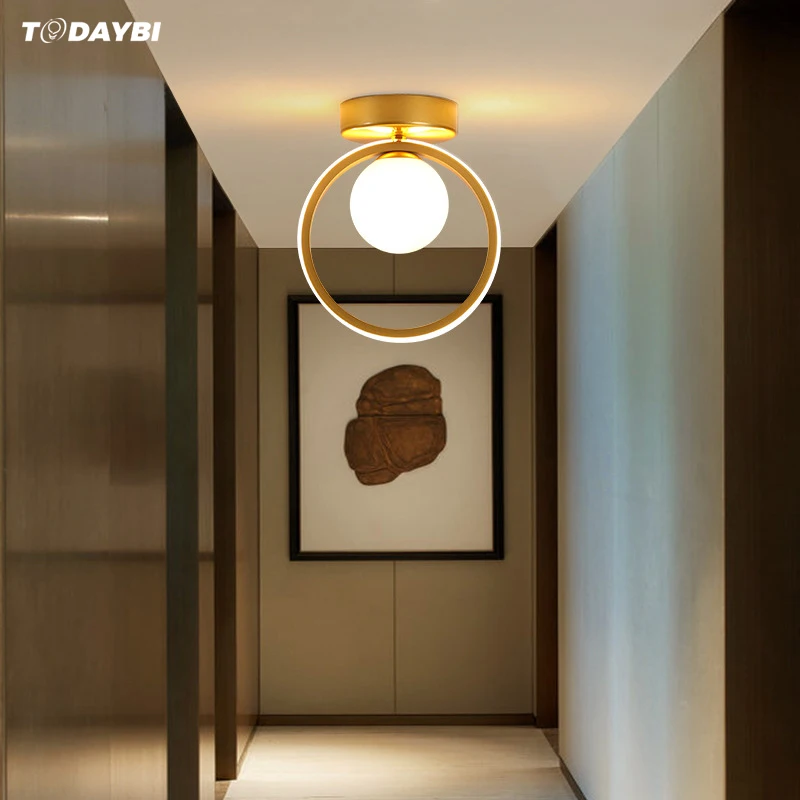 

Modern Minimalist Ceiling Light for Cloakroom Balcony Gold Glass Ball Round G9 Bulb Home Decoration Aisle Corridor Lamp Fixtures