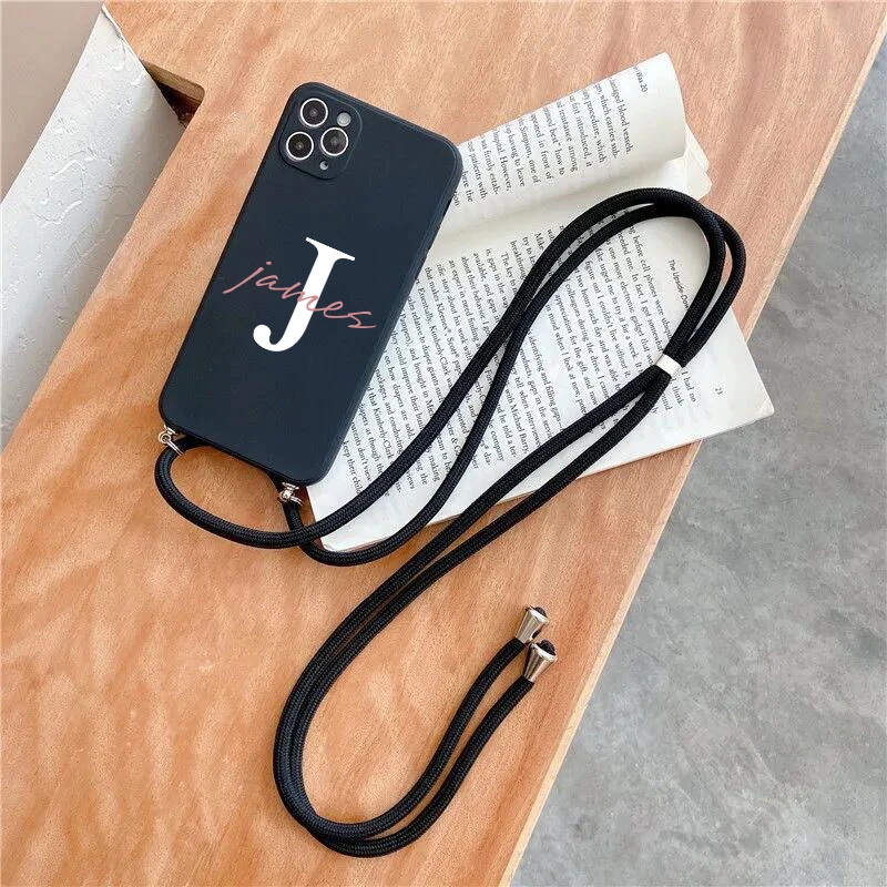 personalise letters name phone case for huawei p20 p30 p40 lite e honor 9 10 lite 20 30 pro 9a 8a 9c smart strap lanyard case free global shipping