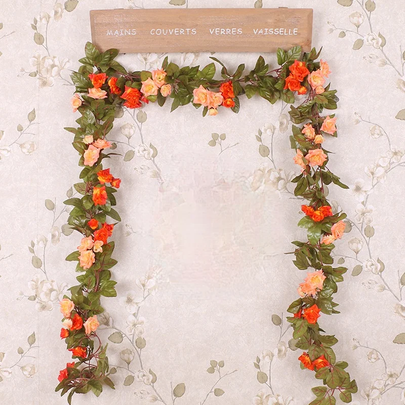 

220 CM/lot Silk Roses Ivy Vine with Green Leaves for Home Wedding Decoration Fake Leaf Diy Hanging Garland Artificial Flow