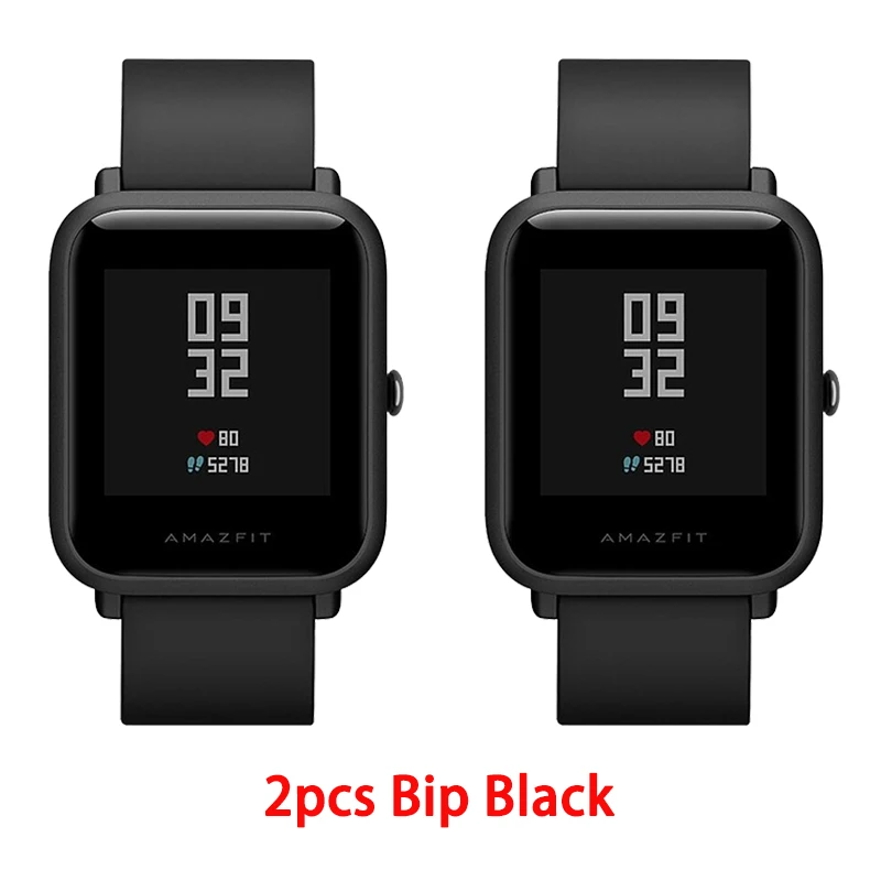 2 pcs Black Смарт-часы Amazfit bip с английским/испанским/русским мультиязычным спортом, глобальная версия фитнес-часов - Цвет: 2 pcs Black