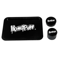 honeypuff tobacco kit plastic rolling tray metal smoking herb grinder for tobacco metal storage container jar accessories
