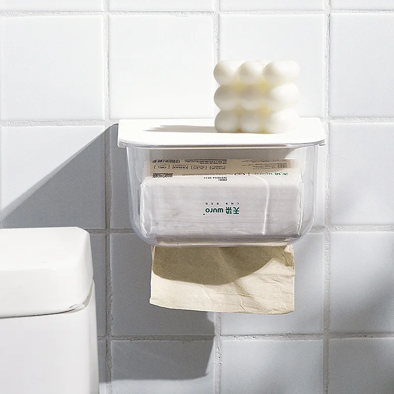 

Новое поступление, прозрачная коробка для салфеток с выдвижным ящиком, двухсторонняя настенная подвесная стойка для хранения бумаги в ванн...
