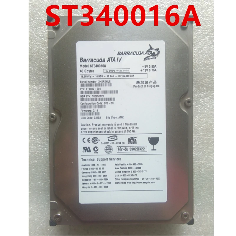 

98% New Original HDD For Seagate 40GB 3.5" IDE 2MB 7200RPM For Internal HDD For Desktop HDD For ST340016A