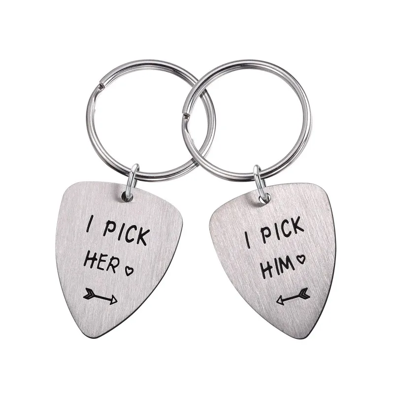 Брелок я встречаю его и ее гитару подвеска из нержавеющей стали подарок для