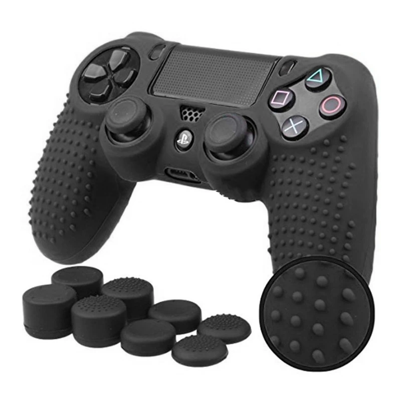 

9-In-1 Anti-Slip Silicone Cover + 8 Thumbsticks Cap For PS4 Gamepad Controller PXPE