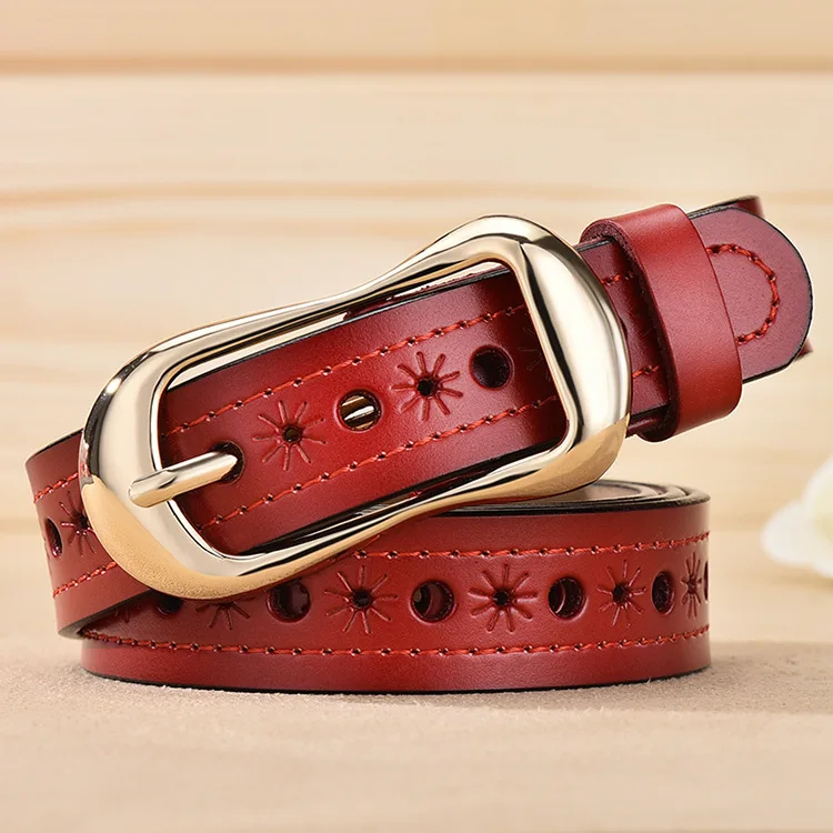 

2020 Women Belt Genuine Leather belt for Women Strap Female Pin Buckle Fashion Vintage Metal Embossing belts FG4015N-5