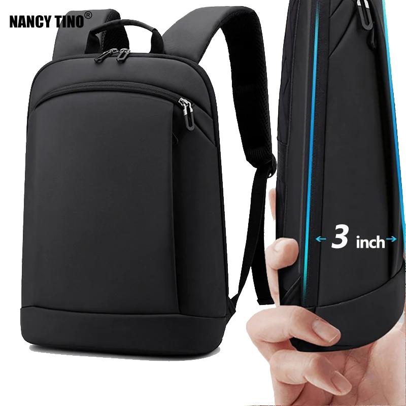 

NANCY TINO Thin Laptop Backpack Men Bag 15.6 Inch Office Work Women Backpacks Business Bag Unisex Black Backpack Slim Back Pack