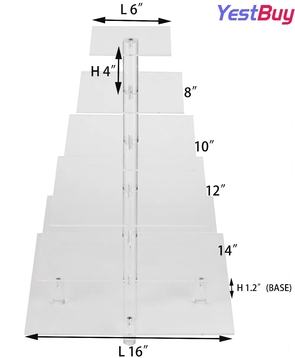 YestBuy 6 яруса Maypole квадратная Свадебная вечеринка дерево башня акриловая подставка