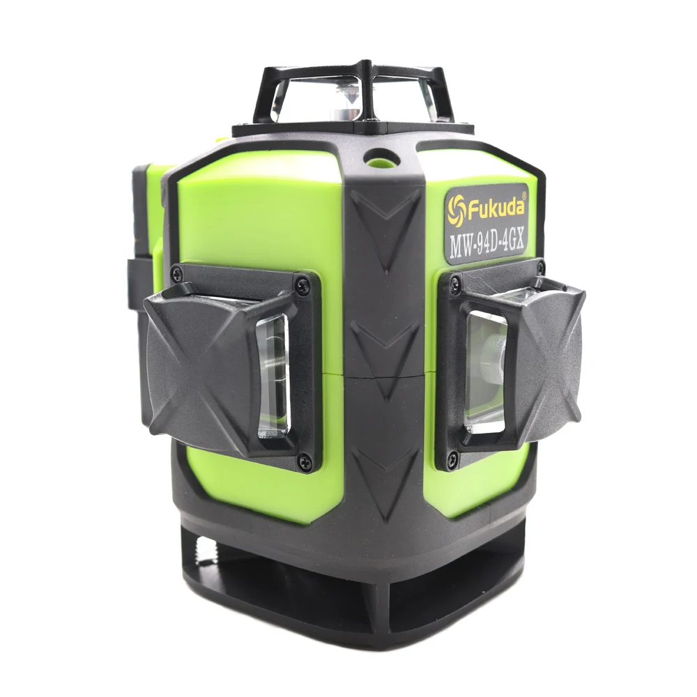 Fukuda 4D 16 lines 515NM Green beam laser level Automatic Leveling 360 Vertical&Horizontal Tilt & Outdoor with 2 pcs Battery
