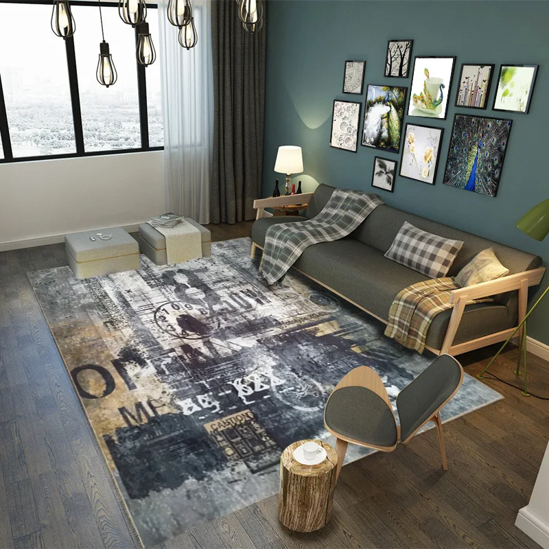 

Modern Nordic Style Art Geometry Psychedelic Style Floor Mat Door Mat Carpet Anti-slip Mat Hall Bedroom Home Decoration