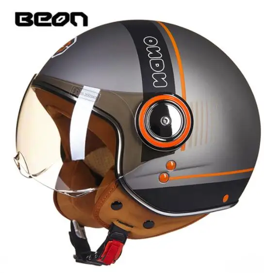 BEON для мужчин и женщин мотоциклетный шлем Chopper 3/4, винтажный шлем с открытым лицом, мотоциклетный шлем Casco Capacete, мотоциклетный шлем - Цвет: 110B-06