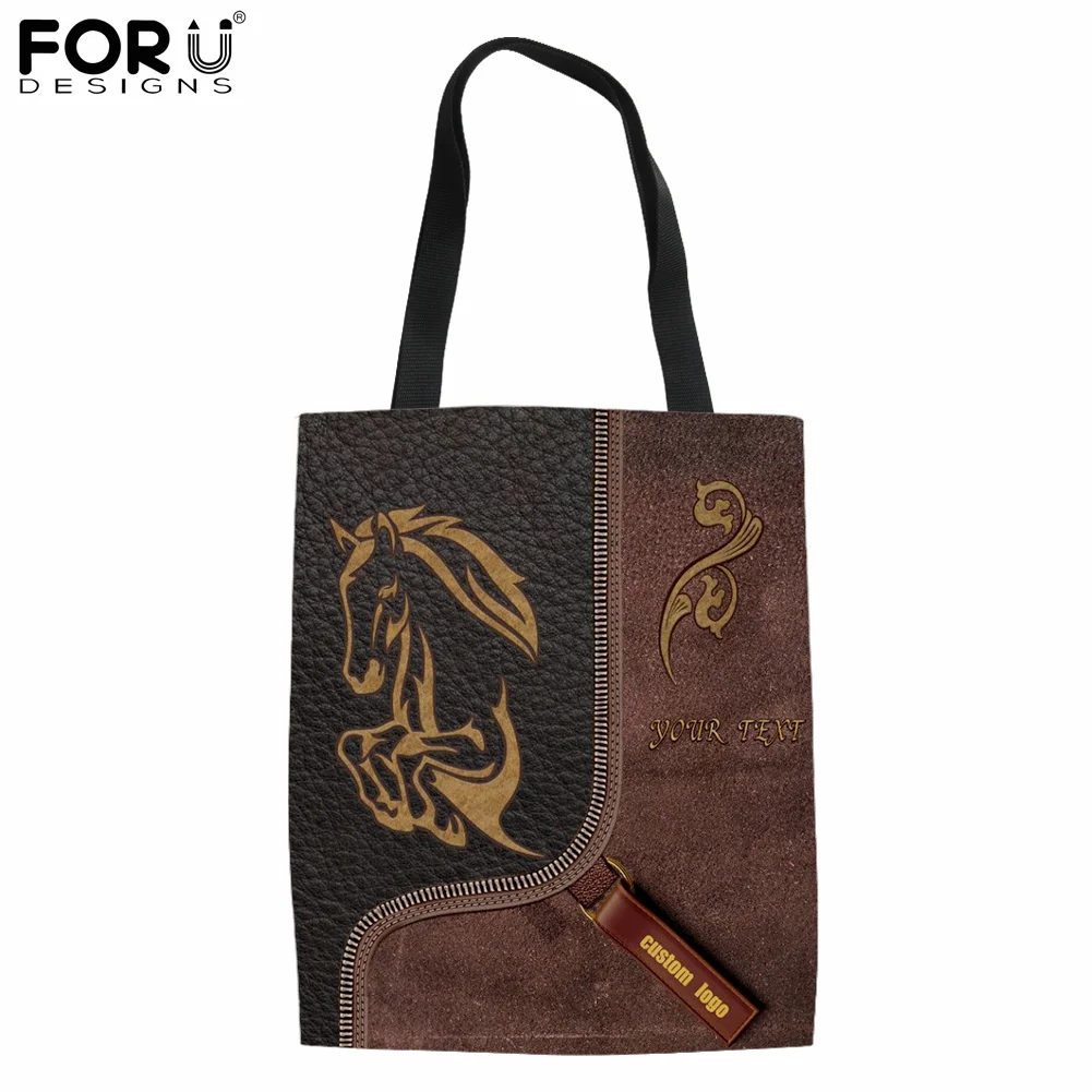 

Модная сумка-шоппер FORUDESIGNS с 3d-рисунком бегущей лошади для женщин, дорожные рабочие сумки-тоуты, портативные холщовые экологически чистые п...