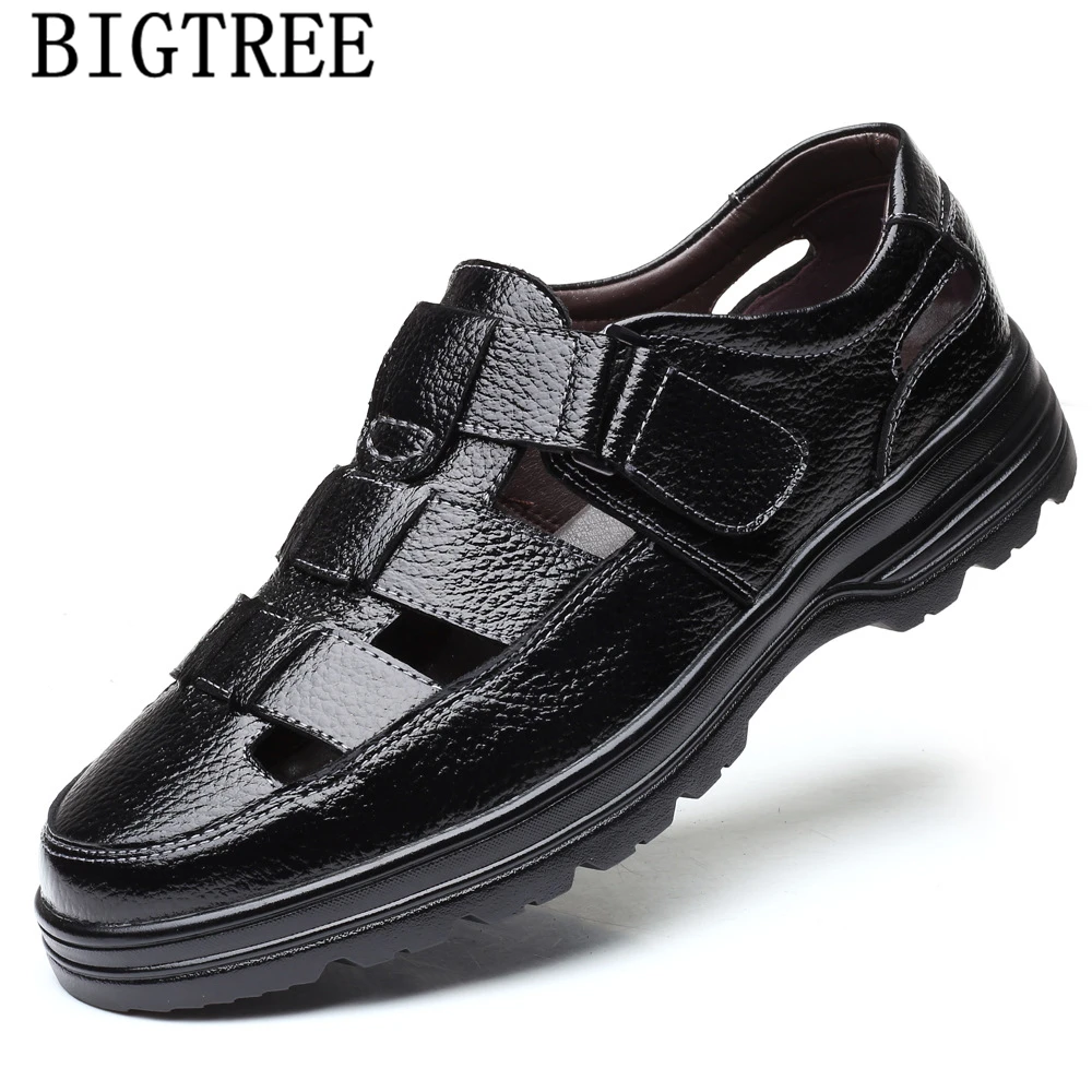 Роскошная мужская обувь Брендовая Летняя из натуральной кожи Мужские сандалии