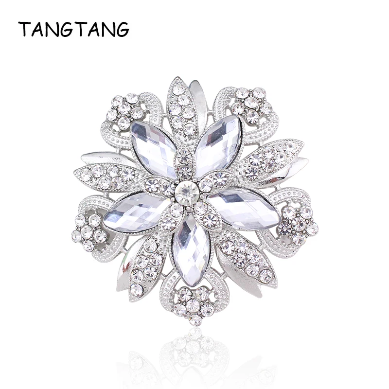 

TANGTANG Large Brooch For Woman Acrylic Stone Petal Brooches Wedding Accessories Embellishment Pins Rhinestone Brooch Pins Trend