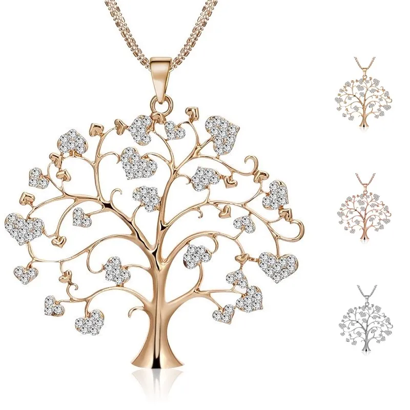 

Trendy Female Necklace Fashion Jewelry Rose Gpld Tree Of Life Plant Pendant Necklaces Birthday Gifts Pendant For Neck Women