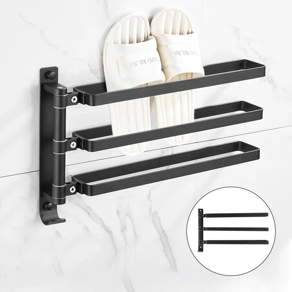 

Towel Rack Rotatable Bathroom Rack Wall Hanging Rack Punch-free Storage Rack