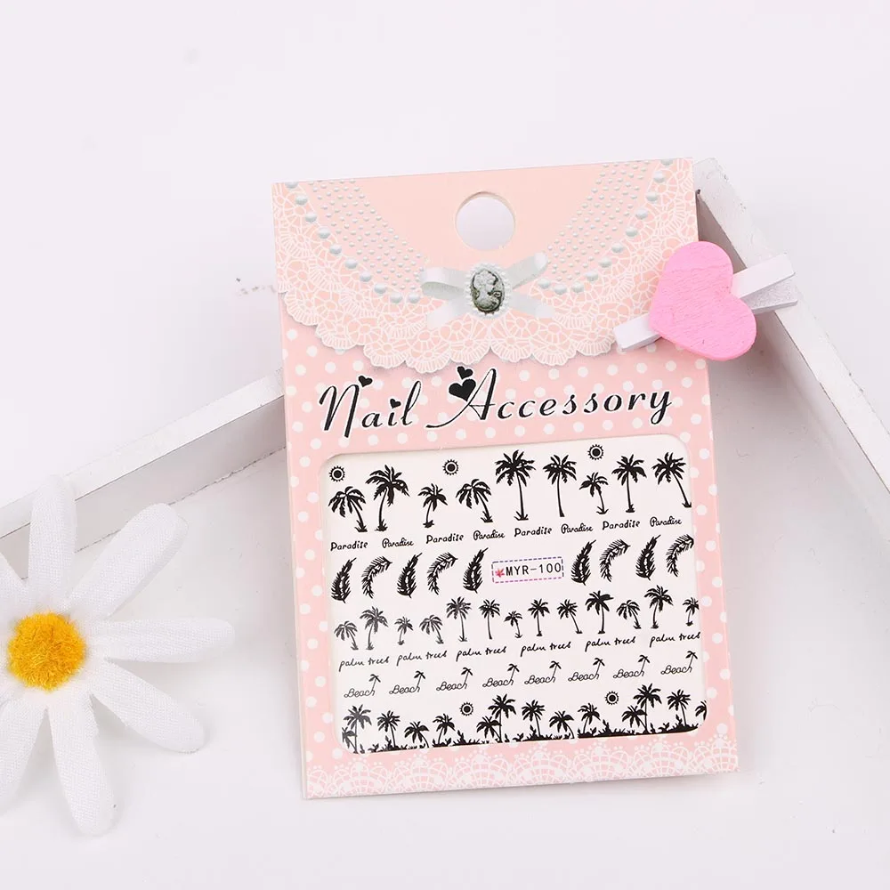 Наклейки для ногтей с пальмовым деревом летний супер Океанский ветер фольга