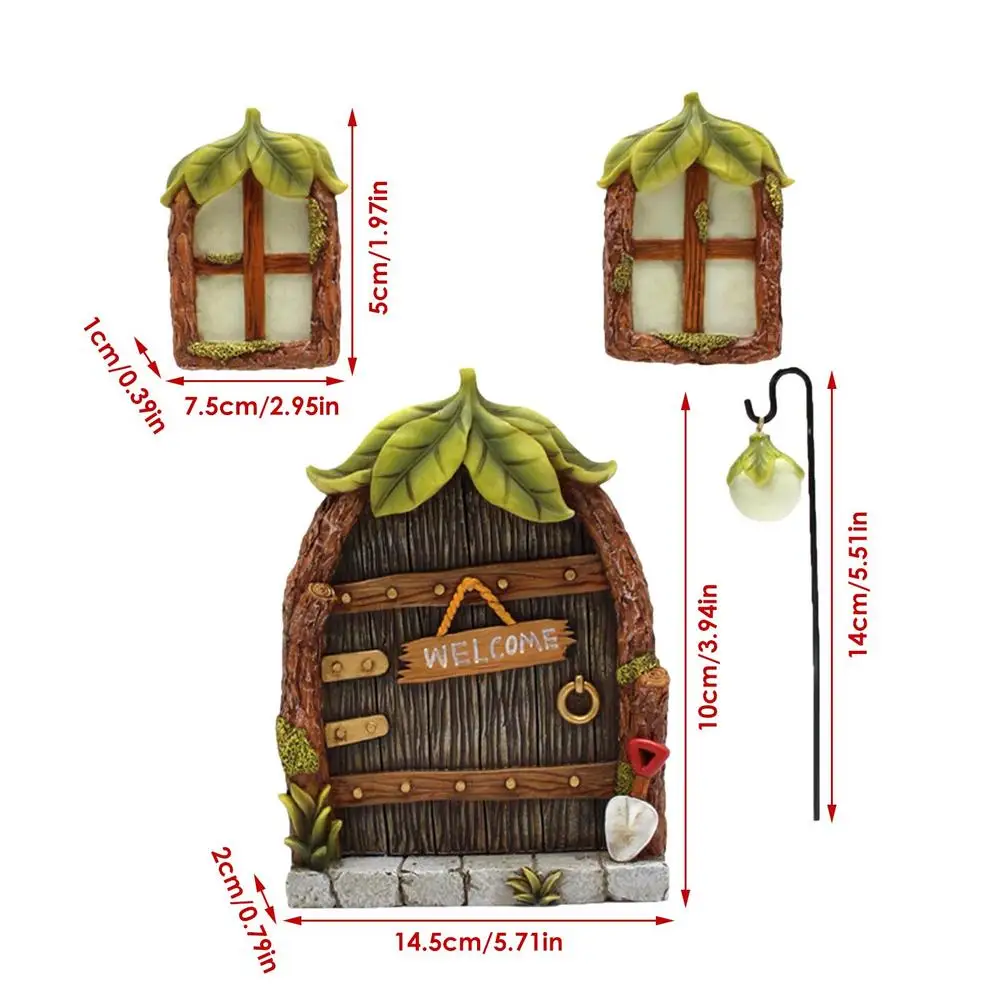 

Outdoors Fairy Garden Decoration Durable Resin Fairy Door Glow In Dark Yard Decor Art Ornament Collect Sunlight During The Day