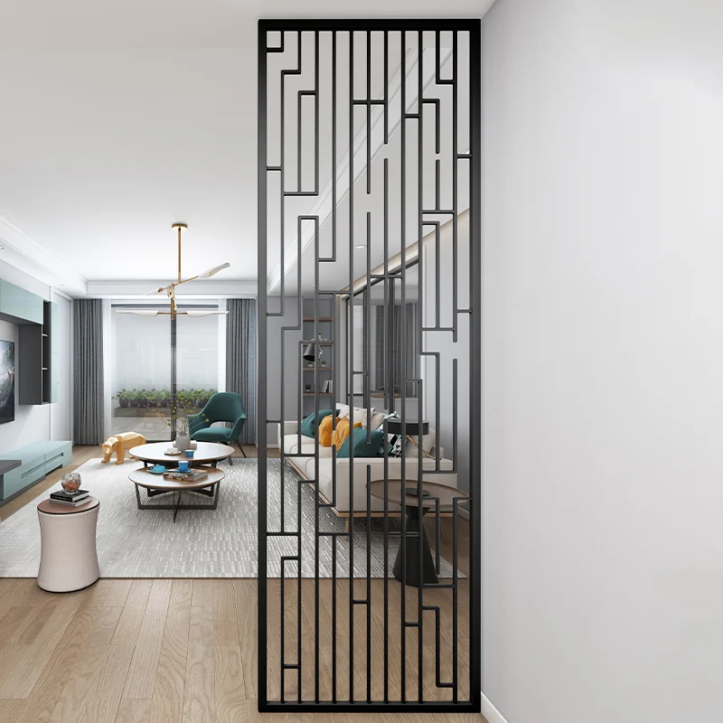 

Modern light luxury simple living room stainless steel screen aisle porch decoration entrance floor art metal screen