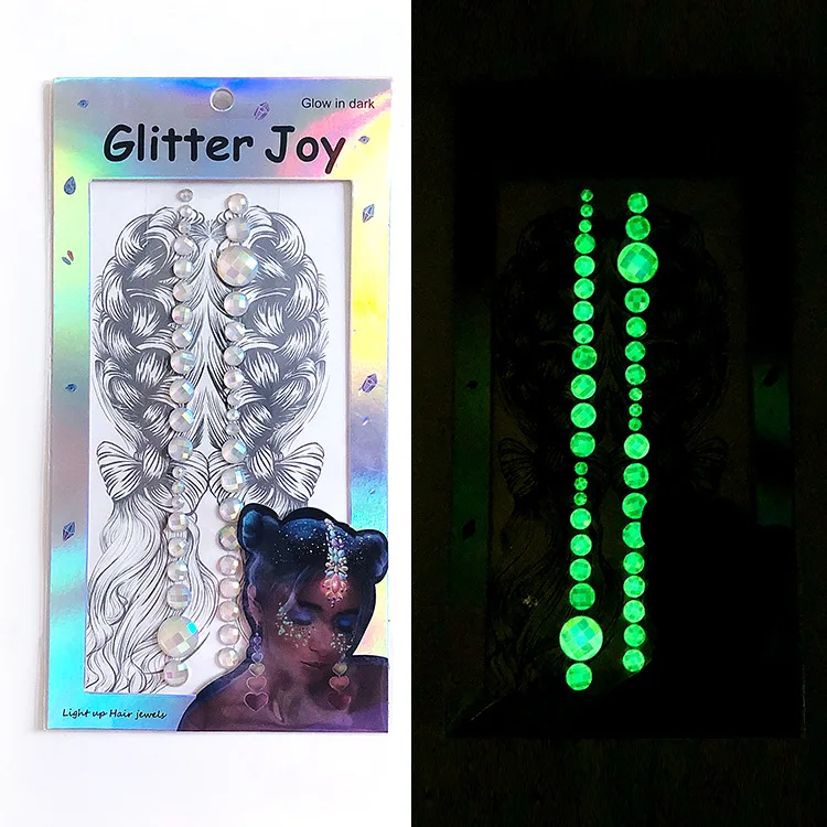 Luminiferous Hair Jewels полимерная Мозаика макияж сторонний стикер ночной клуб музыкальный фестиваль Хэллоуин гримфейд ночной временные татуировки