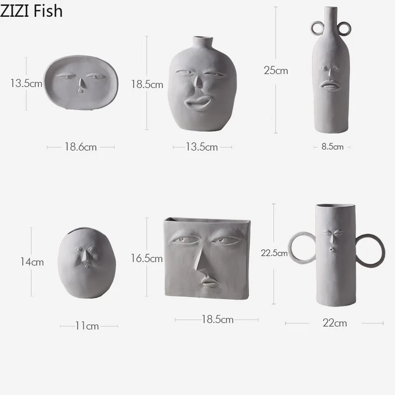 Интересная Европейская керамическая ваза с изображением лица украшение для