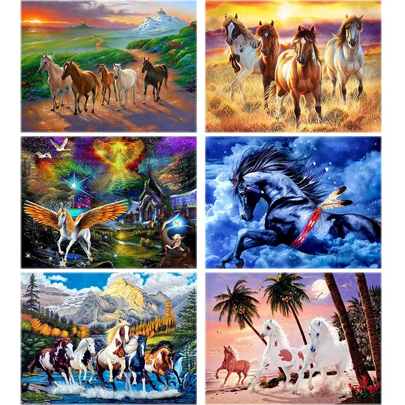 Мультяшная алмазная живопись лошадь животное полный квадрат 5d сделай сам