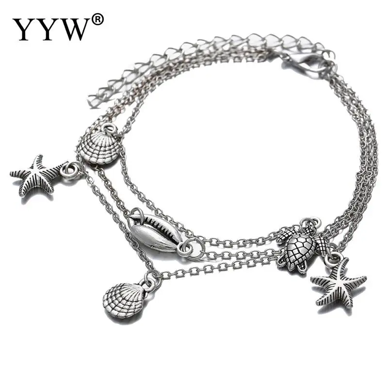 Модные женские расширители лодыжки овальная цепочка серебристого цвета кулон в