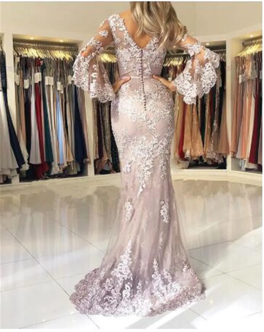Новые мусульманские Вечерние платья с рукавами Vestidos Largos кружевные исламские