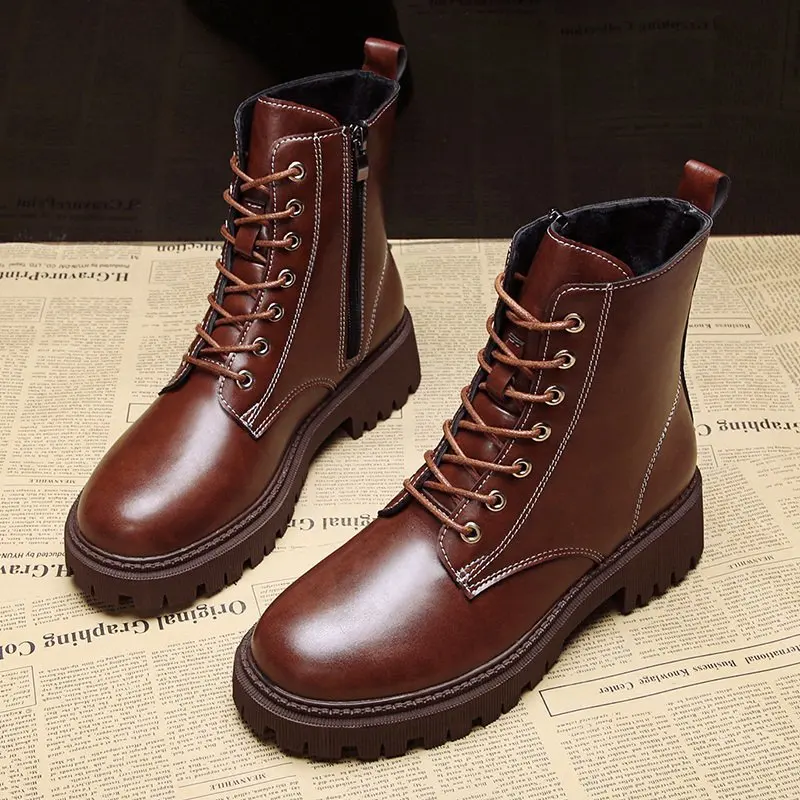 

2020 New Arrival Soft Leather Ankle Boots Women Comfortable Mid Heels Boots For Ladies Autumn Winter Women Shoes Botas Mujer