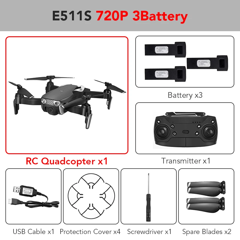 720P 3batteries Eachine E511S gps динамическое отслеживание wifi FPV видео с камерой 5G 1080P Радиоуправляемый Дрон Квадрокоптер Вертолет VS XS816 SG106 F11 S167 Dro - Цвет: 720P 3batteries