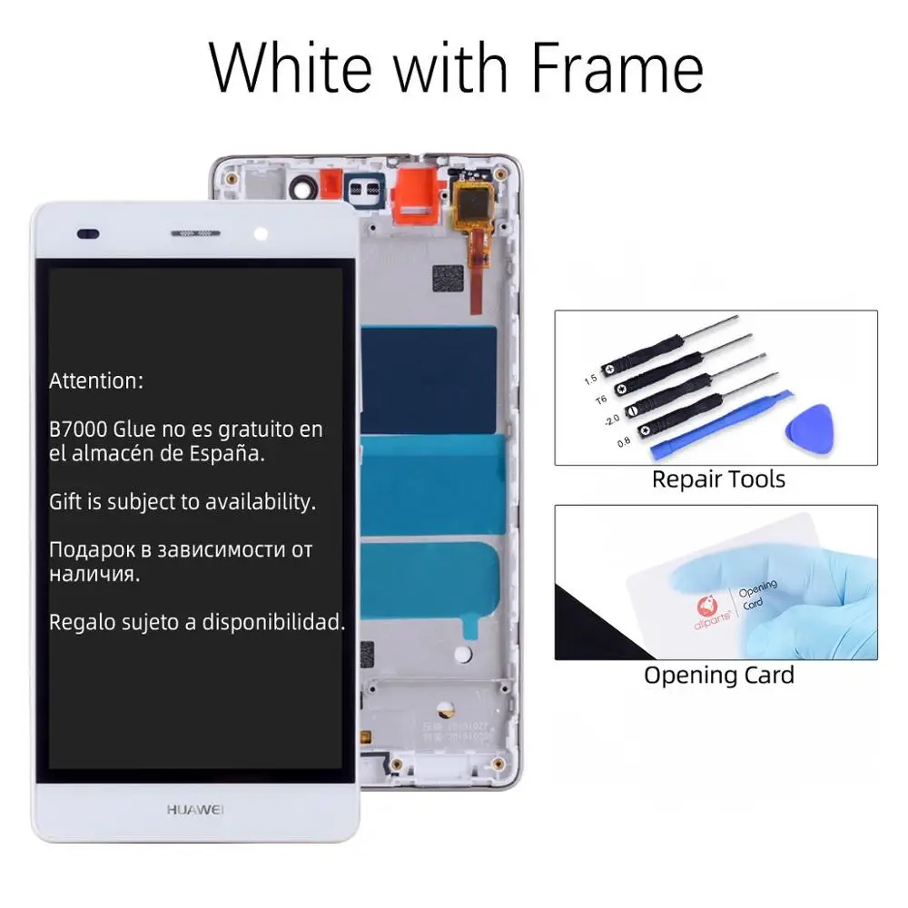 Дисплей для HUAWEI P8 Lite LCD в сборе с тачскрином на рамке 5.0‘’ черный белый золото - Цвет: White with Frame
