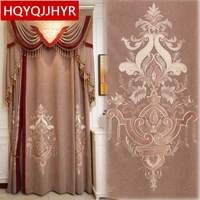 high quality villa jacquard full blackout curtains for living room bedroom luxurious elegant thickened curtains for apartment