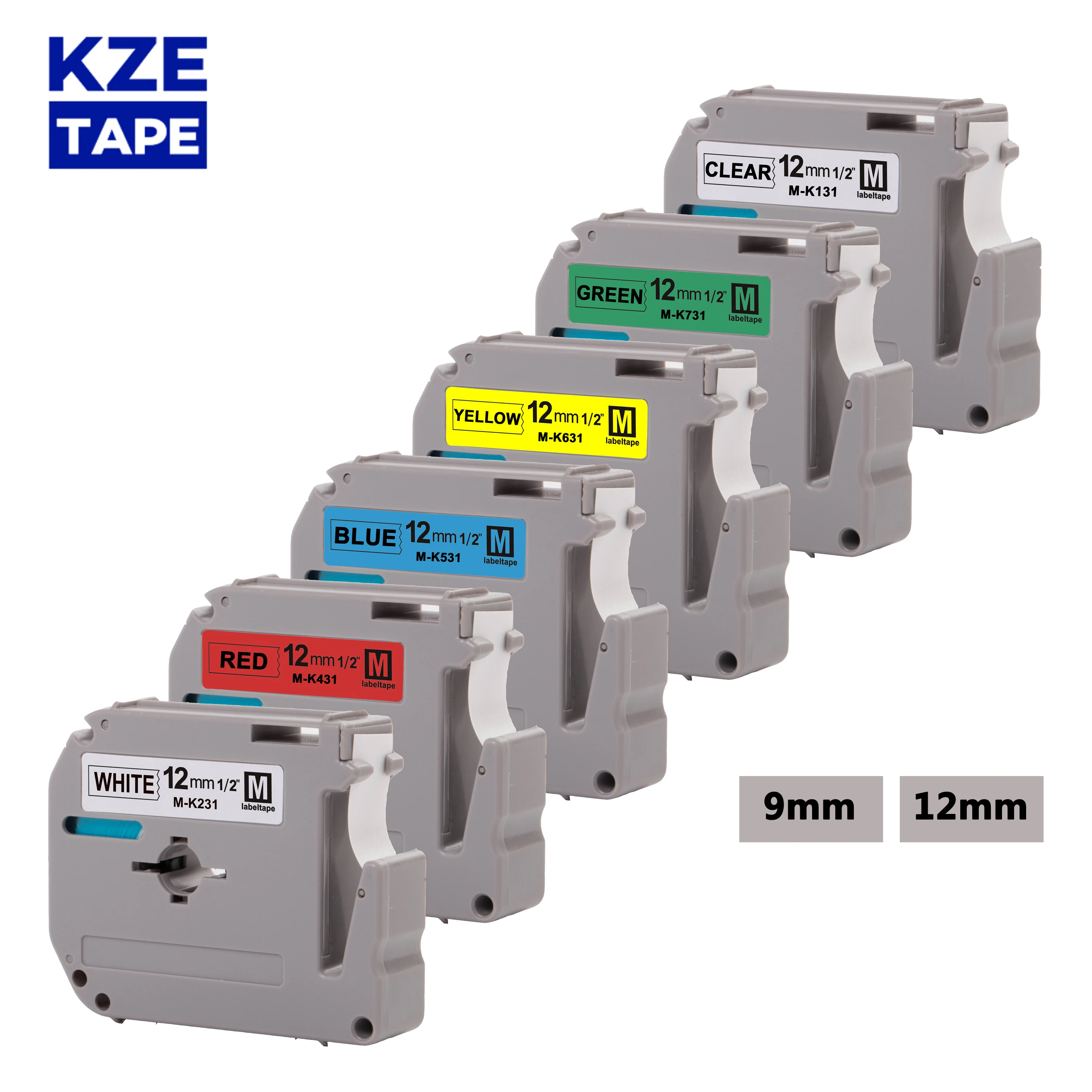 

KZE 9mm 12mm Compatible Brother MK-231 MK-531 MK-631 MK-621 laminated strong adhesive label tapes for PT-80 PT-70 Label Maker