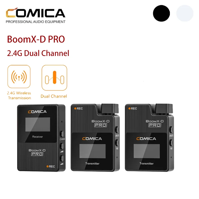 

Comica BoomX-D PRO 2.4G Digital Dual Channel On Board Record Wireless Microphone Mic Transmitters Receiver for Live Streaming