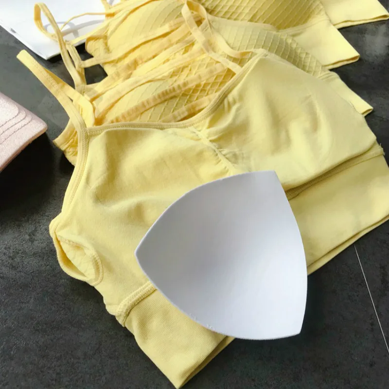 

ATHVOTAR New Back Hollow Stripe Sexy Bras For Women Fitness Removable Bra Gather Shockproof Wireless Bra Underwear