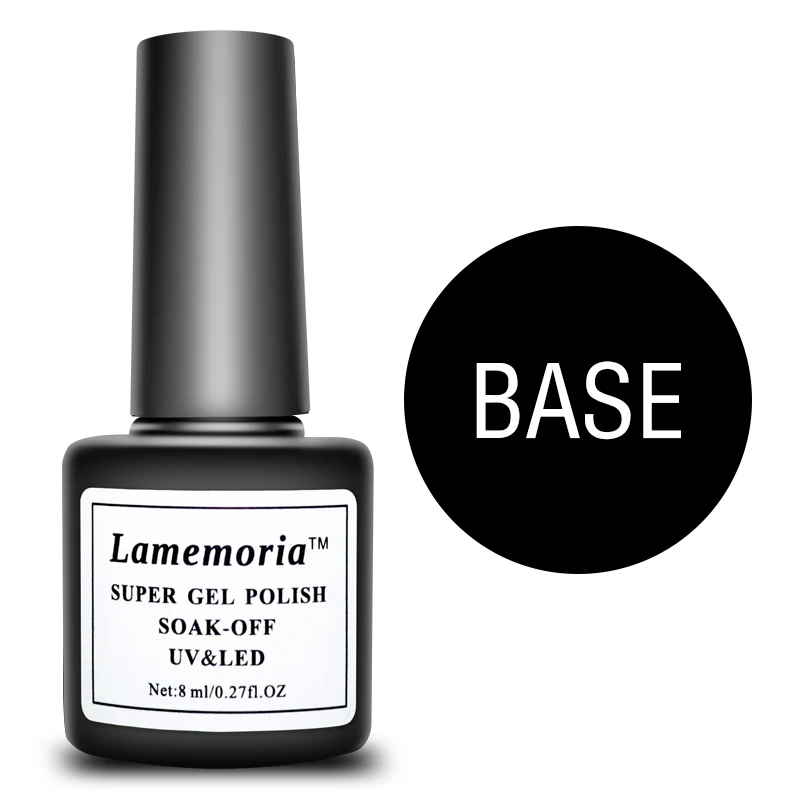 Топовое и Базовое покрытие Lamemoria Гель-лак замачиваемый матовый/закаленный Топ 8