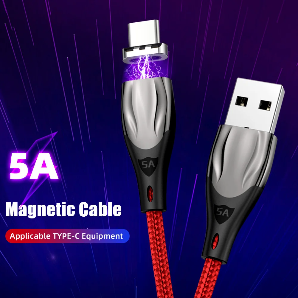 Сверхбыстрый Магнитный кабель USB Type C 5A для Huawei Mate 30 20 P30 P20 Pro Lite передачи данных с